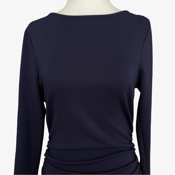 Anthropologie Long-Sleeve Cowl-Back Maxi Dress Navy Blue Medium NWT - Picture 5 of 13